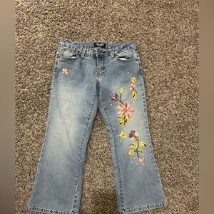 Y2K Floral Embroidered Blue capris